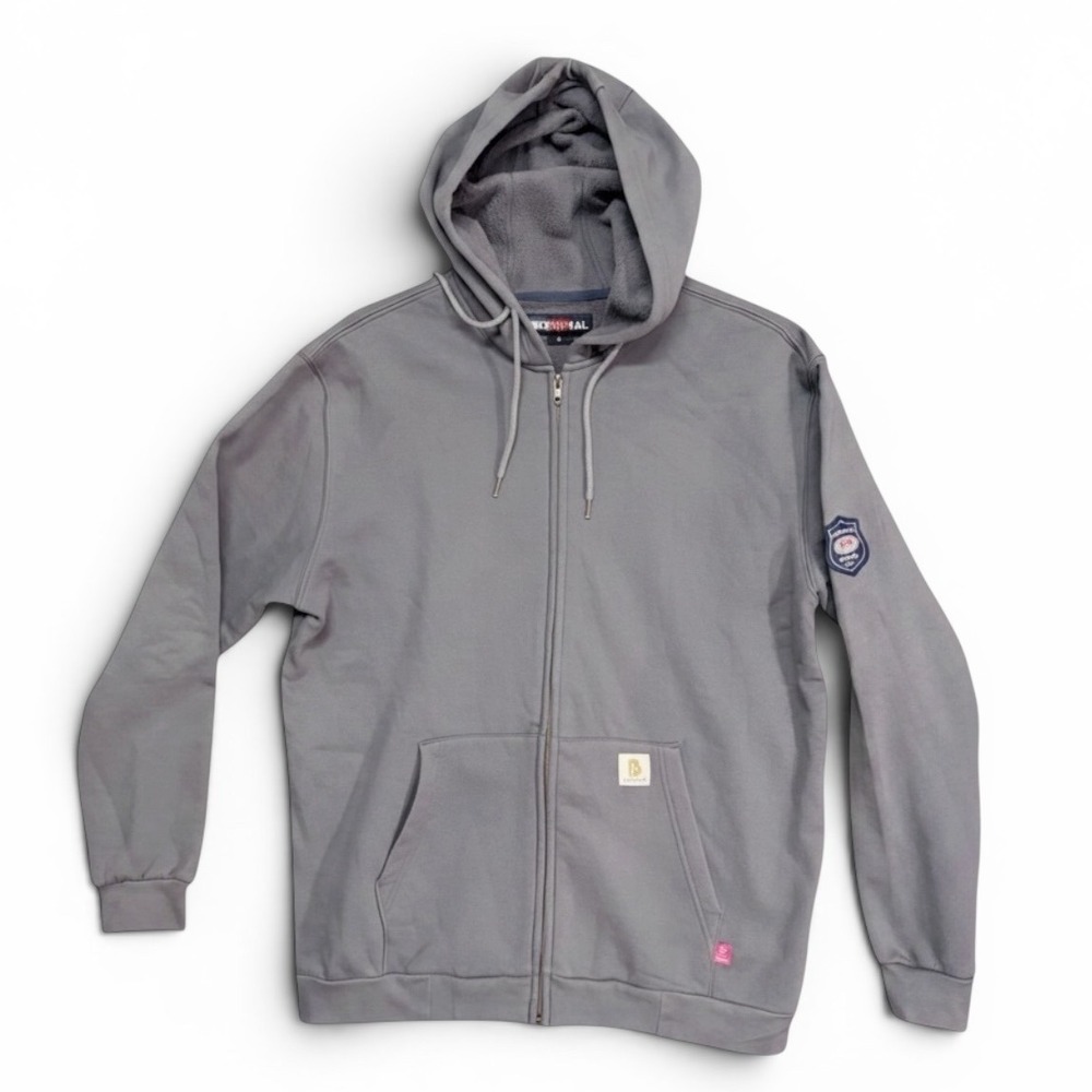 Bocomal FR Jacket Gray Mens Large NFPA 2112 CAT 2 Flame Resistant Work Hoodie